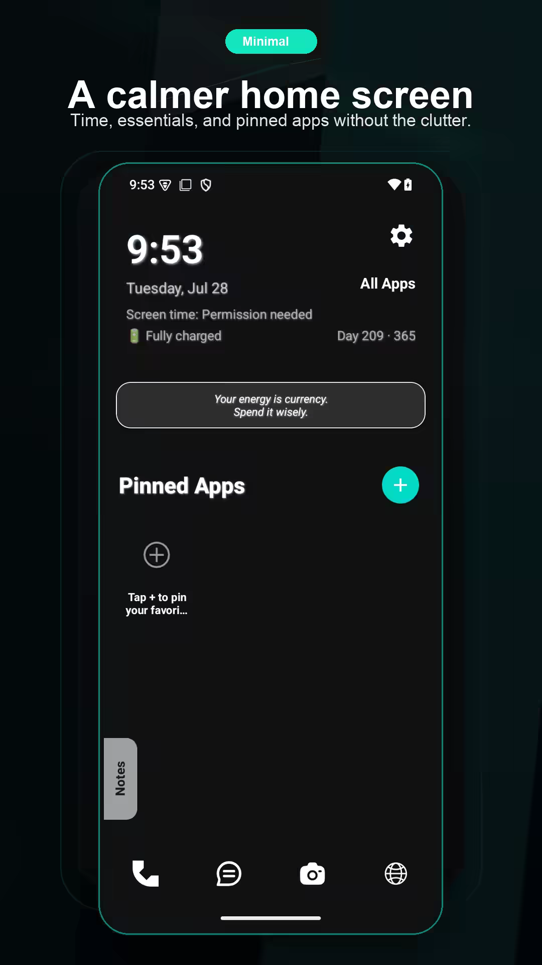 Minimal Android launcher screen