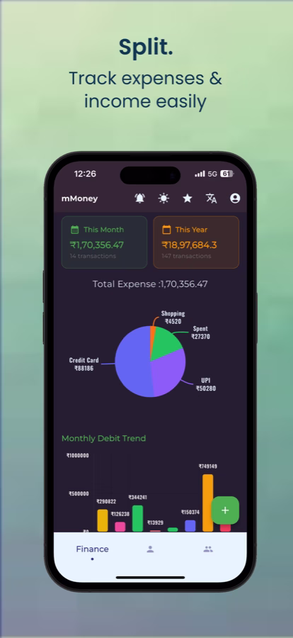 mMoney mobile app finance screen